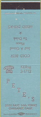 Matchbook Cover - Pete's Bar Oakland CA teal