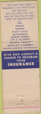 Matchbook Cover - Wolverine Insurance Columbus OH WEAR