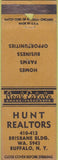 Matchbook Cover - Hunt Realtors Buffalo NY WORN