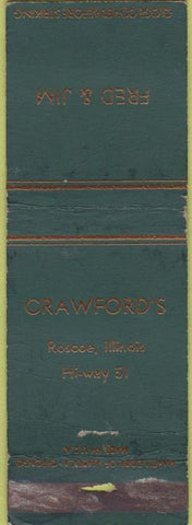 Matchbook Cover - Crawford's Roscoe IL WORN