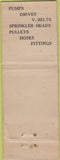 Matchbook Cover - Shur Rane System Rain Machine agriculture sprinkers WEAR