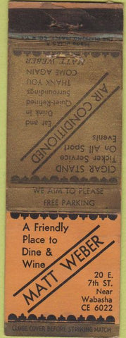 Matchbook Cover - Matt Weber Restaurant St Paul MN
