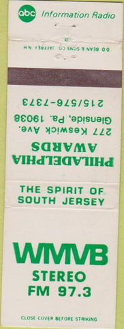 Matchbook Cover - WMVB Radio Glenside PA