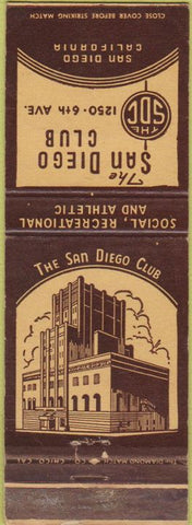 Matchbook Cover - The San Diego Club CA