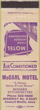 Matchbook Cover - McCarl Motel Council Bluffs IA