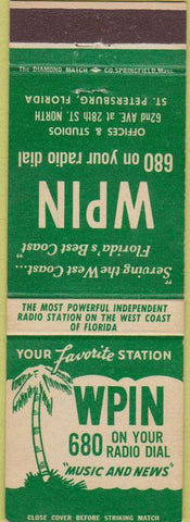 Matchbook Cover - WPIN Radio St Petersburg FL