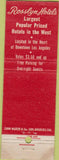 Matchbook Cover - Rosslyn Hotels Los Angeles CA