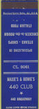 Matchbook Cover - Maxie's Howie's 440 Club NO TOWN