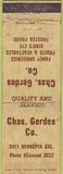 Matchbook Cover - Chas Gerdes Co Minneapolis MN grocery WORN