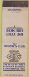 Matchbook Cover - The Houston Club TX