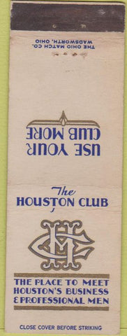 Matchbook Cover - The Houston Club TX