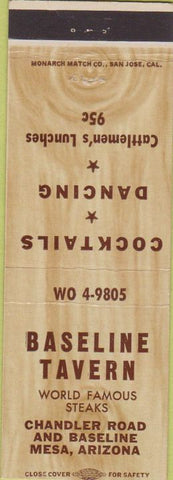 Matchbook Cover - Baseline Tavern Mesa AZ