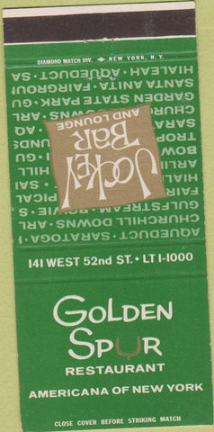 Matchbook Cover - Golden Spur Restaurant Jockey Bar horse racing 30 Strike