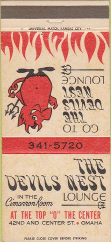 Matchbook Cover - The Devils Nest Lounge Omaha NE 30 Strike