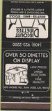 Matchbook Cover - Discount Dinettes furniture San Jose CA 30 Strike