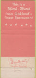Matchbook Cover - Mitch's Restaurant Oakland CA 30 Strike