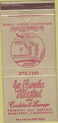 Matchbook Cover - La Fonda Motel Monterey CA 30 Strike
