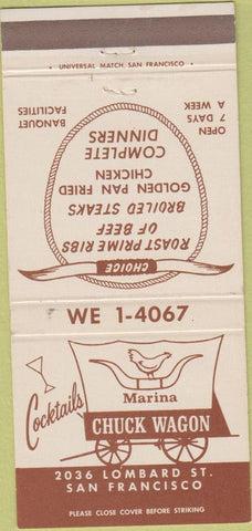 Matchbook Cover - Marina Chuck Wagon San Francisco CA 30 Strike