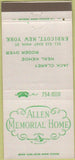 Matchbook Cover - Allen Memorial Home Endicott NY 30 Strike