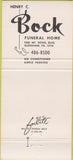 Matchbook Cover - Henry Bock Funeral Home Glenshaw PA 30 Strike