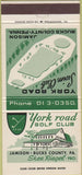 Matchbook Cover - York Road Golf Club Jamison Bucks County PA 30 Strike