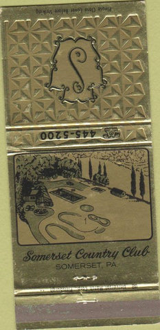 Matchbook Cover - Somerset Country Club Somerset PA 30 Strike