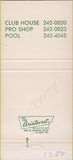 Matchbook Cover - North Shore Country Club golf Mequon WI 30 Strike