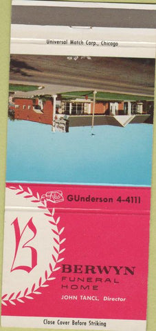 Matchbook Cover - Berwyn Funeral home IL 30 Strike