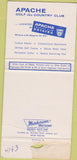 Matchbook Cover - Apache Golf Country Club Mesa AZ 30 Strike