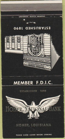 Matchbook Cover - Home National Bank Homer LA 30 Strike