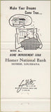 Matchbook Cover - Home National Bank Homer LA 30 Strike