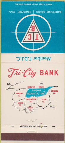 Matchbook Cover - Tri City Bank Blountville Kingsport TN 30 Strike
