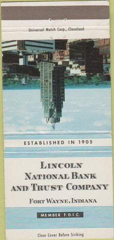 Matchbook Cover - Lincoln National Bank Trust Fort Wayne IN 30 Strike