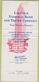 Matchbook Cover - Lincoln National Bank Trust Fort Wayne IN 30 Strike