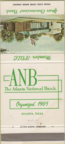 Matchbook Cover - Atlanta National Bank Atlanta TX STAINED 30 Strike