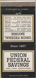 Matchbook Cover - Union Federal Savings Los Angeles Long Beach cA 30 Strike