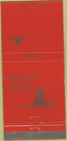 Matchbook Cover - San Juan Savings Farmington NM 30 Strike