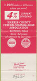 Matchbook Cover - Harris County Federal Savings Loan Baytown TX 30 Strike