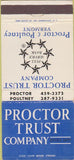 Matchbook Cover - Proctor Trust Co Proctor Poultney VT 30 Strike