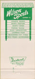 Matchbook Cover - Wilson Sports Rutland VA Barre sporting goods 30 Strike