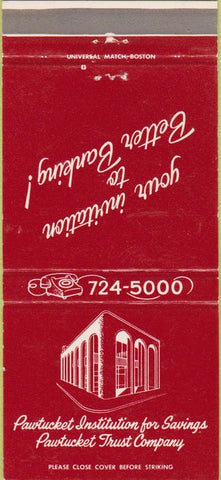Matchbook Cover - Pawtcuket Savings Loan RI 30 Strike