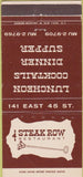 Matchbook Cover - Steak Row Restaurant New York City 30 Strike