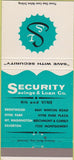 Matchbook Cover - Security Savings Brentwood Hyde Park Silverton OH 30 Strike