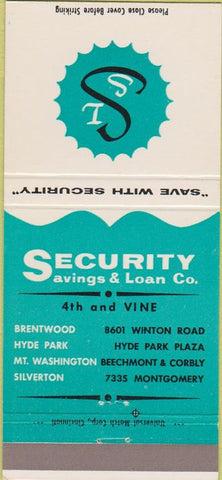Matchbook Cover - Security Savings Brentwood Hyde Park Silverton OH 30 Strike