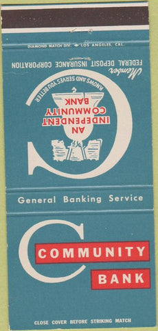 Matchbook Cover - Community Bank Downey Burbank Huntington Park CA 30 Strike
