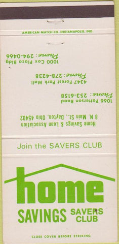 Matchbook Cover - Home Savings Dayton OH 30 Strike