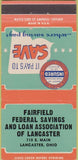 Matchbook Cover - Fairfield Federal Savings Loan Lancaster OH 30 Strike