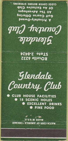 Matchbook Cover - Glendale Country club Chicago IL 30 Strike