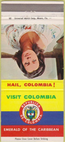 Matchbook Cover - Colombia Tourism girlie 30 Strike
