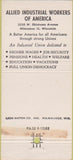 Matchbook Cover - Allied Industrial Workers Union Milwaukee WI 30 Strike